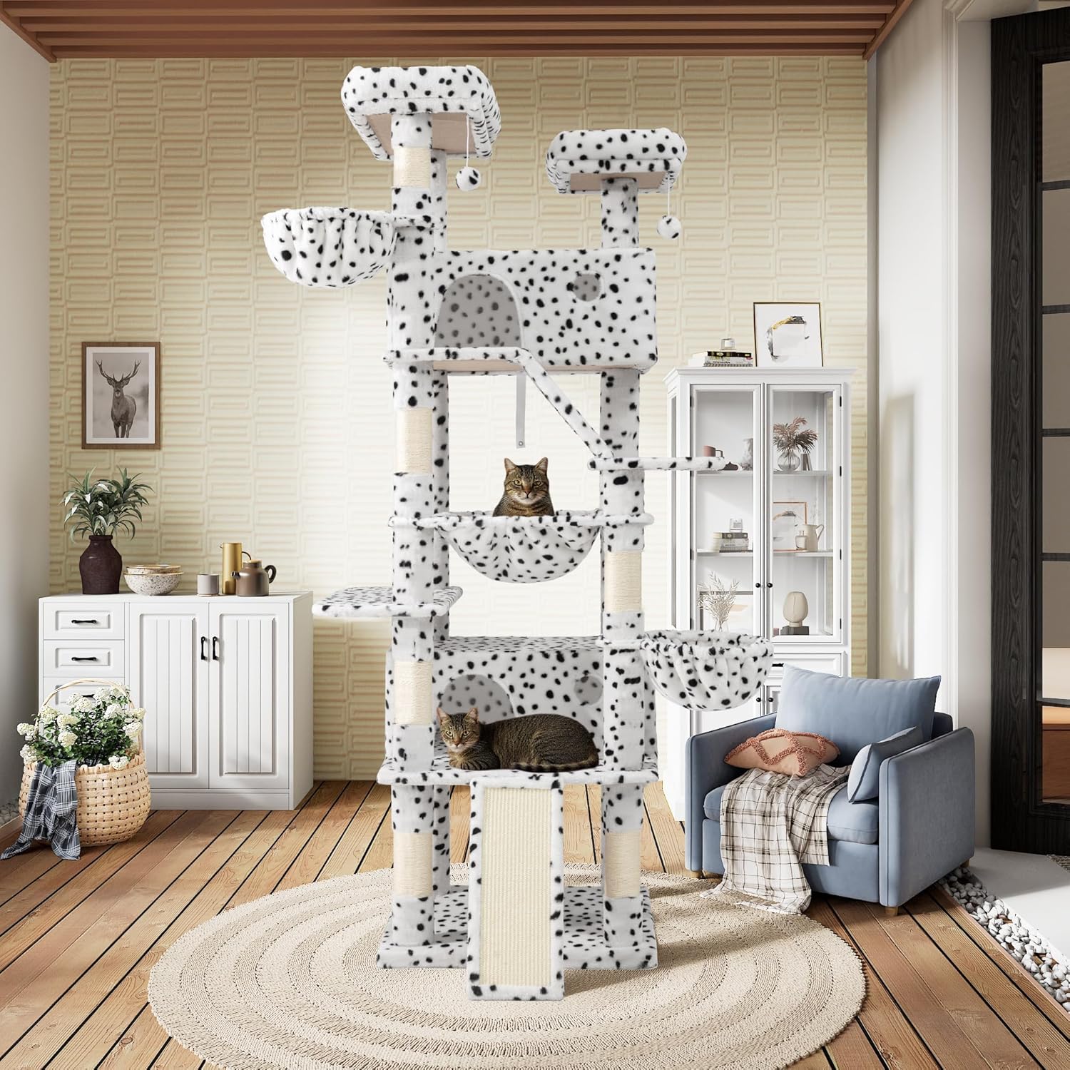 81" Multi-Level Cat Tree with Hammock, Scratching Posts & Cozy Perches – Perfect for Large Cats (Available in Multiple Colors)