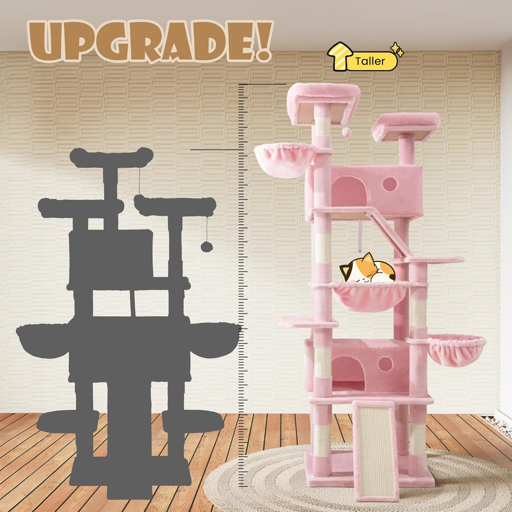 81" Multi-Level Cat Tree with Hammock, Scratching Posts & Cozy Perches – Perfect for Large Cats (Available in Multiple Colors)